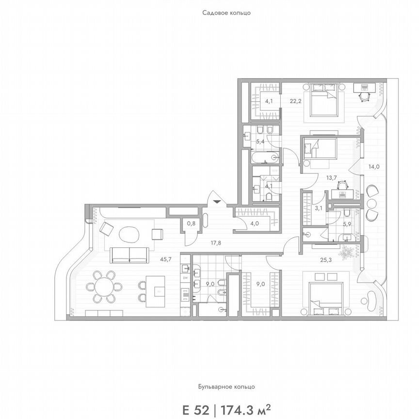 3-к. квартира, 174,3 м², 5/9 эт.