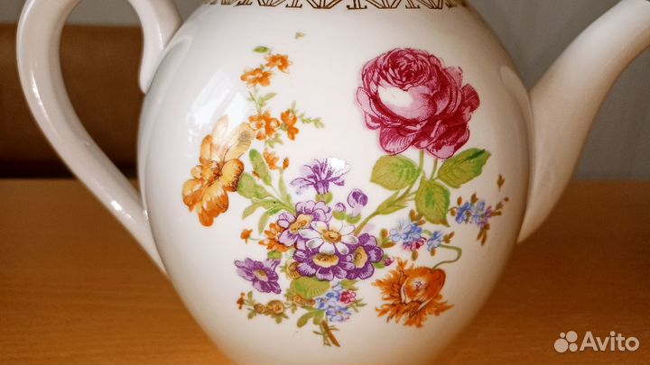 Чайник заварочный. Фарфор. Дулево. Песочное. СССР