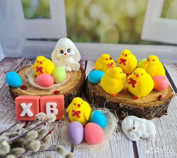 Мыло ручной работы Пасха Цыпленок Кролик Яичко