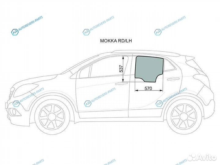 Mokka rdlh Стекло заднее левое опускное opel 12