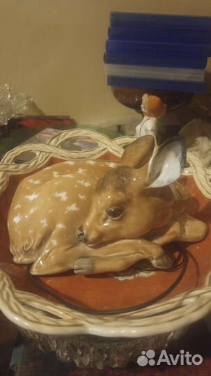 Статуэтки СССР лиса и журавль,оленёно