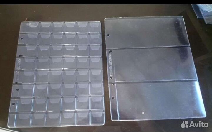 Листы с ячейками для монет и банкнот