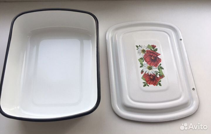 Контейнер пищевой эмалированный с крышкой