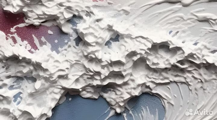Текстурная картина маслом 3D Океанская волна