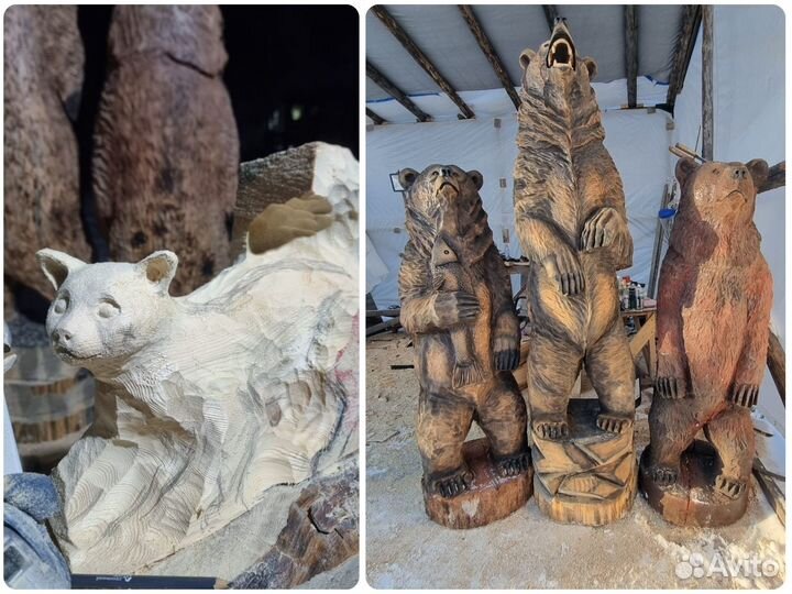 Деревянные фигуры животных