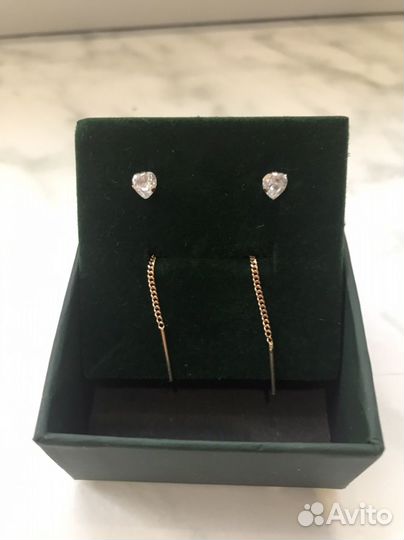 Золотые серьги продевки 585