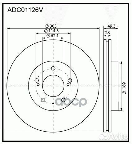 Диск тормозной перед ADC01126V allied nippon