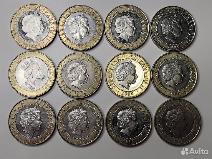 2 фунта 1997 Гибралтар Подвиги Геракла биметалл