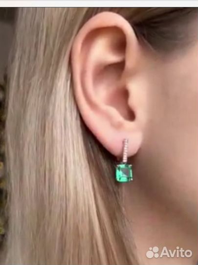 Золотое кольцо и серьги с ситаллом и фианитами