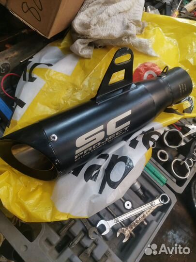 Глушитель прямоток на Honda super cub AA04 50,аа09