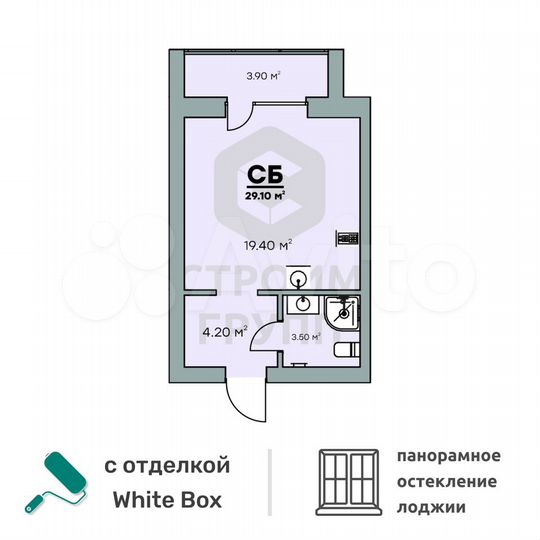 Квартира-студия, 29,1 м², 7/9 эт.
