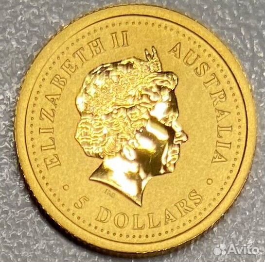 Австралия 5 долл 2004г. Золото 999,9. Год Обезьяны