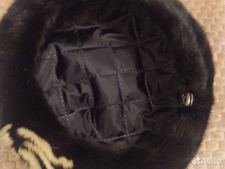 Берет женский норковый черный