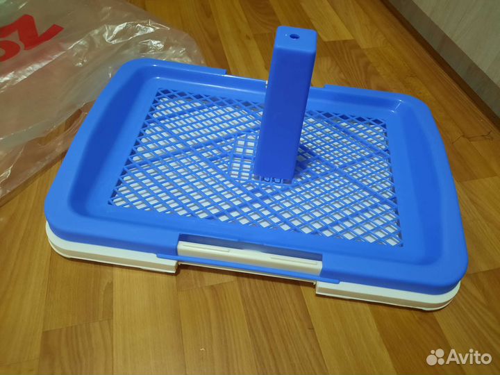 Туалет для собак со столбиком, малый синий