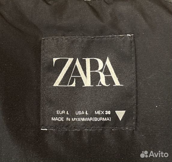 Zara кожаный пуховик