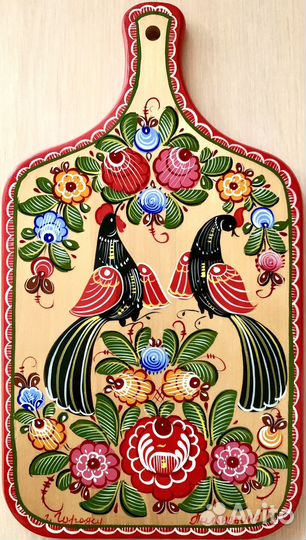 Доска кухонная Городецкая роспись