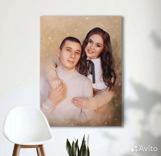Портрет по фото на холсте