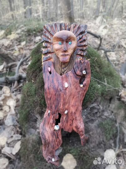 Лесной дух-помощник. Панно из дерева