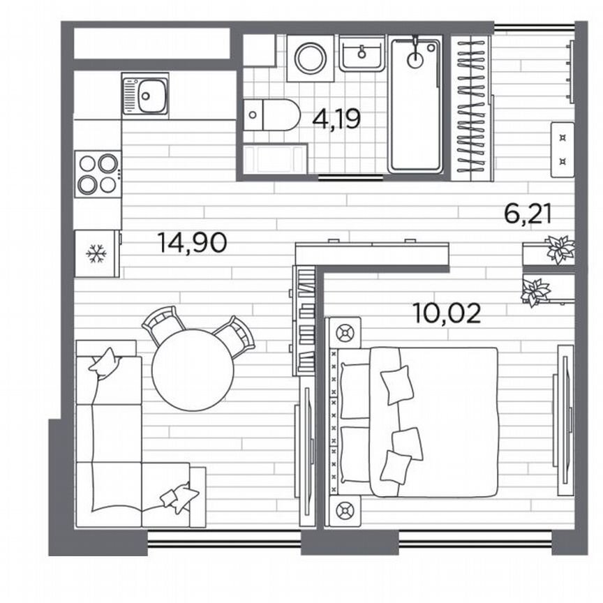 1-к. квартира, 35,3 м², 3/5 эт.