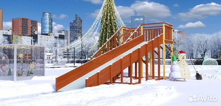 Зимняя горка,детская площадка,горка деревянная