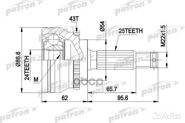 ШРУС наружн к-кт 25x54x24 ABS:43T mitsubishi: