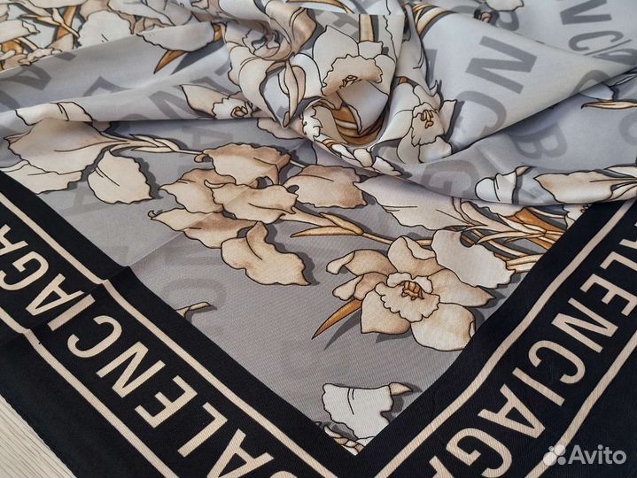 Платок Шелк Balenciaga серый бежевый 8 расцветок