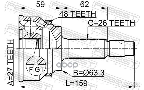 ШРУС внешний lexus RX300/330/350 MCU35/GSU35 4W