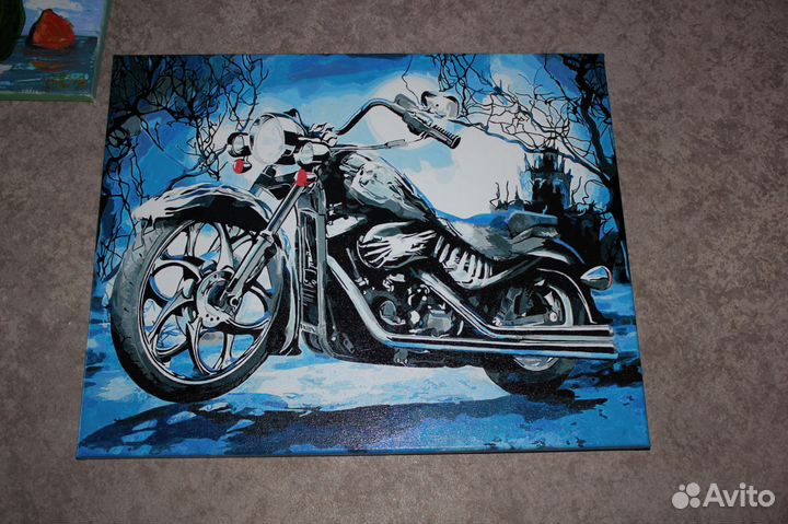 Картина холст акрил 40Х50 мотоцикл