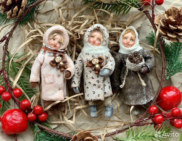 Ватные елочные игрушки