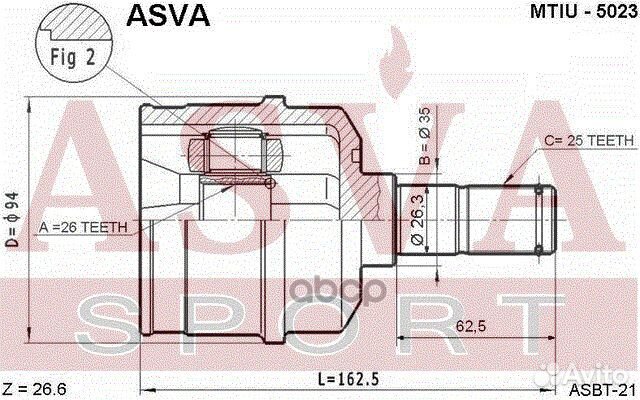 ШРУС внутренний правый 26x35x25 mtiu-5023 asva