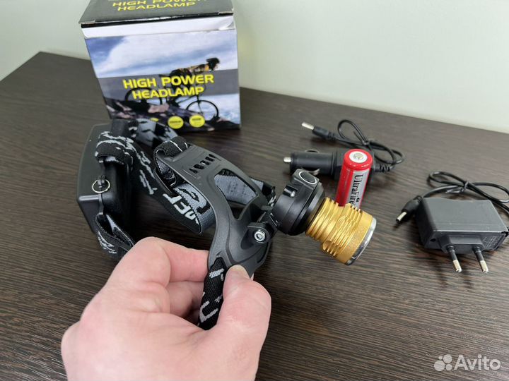 Фонарь налобный, светодиодный, аккумуляторный