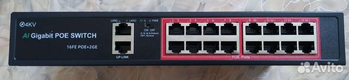 Коммутатор POE на 16портов+2порта Lan 1Gb