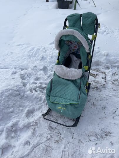 Санки коляска с колесами Nika 7-3