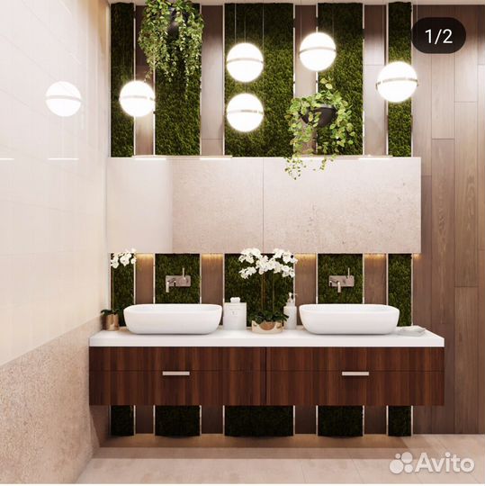 Панель из мха в ванную