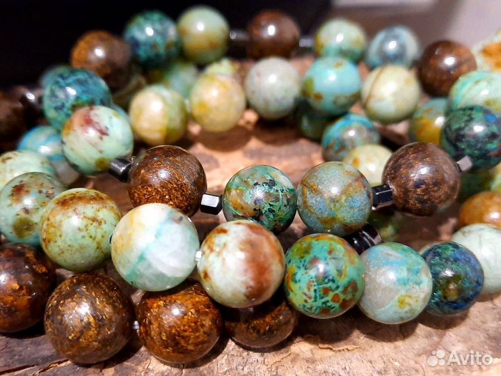 Хризоколла Бронзит Камень Браслет