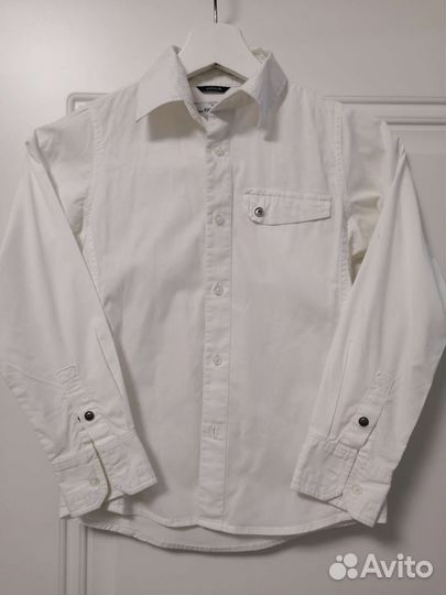 Рубашка белая с длинным рукавом 128