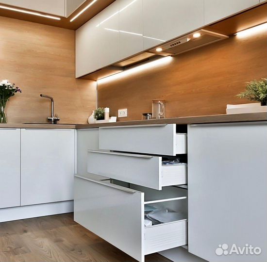 Угловая кухня с мдф фасадами в