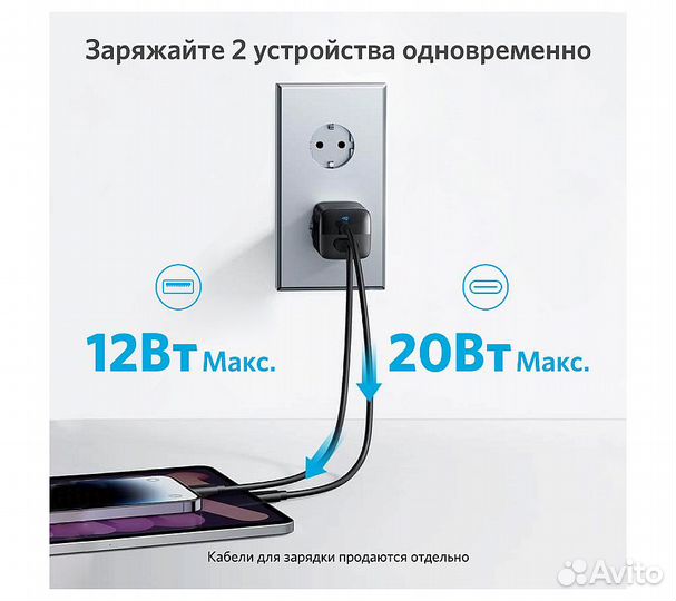 Сзу адаптер anker 323 USB-C/USB-A 33W (A2331), чер