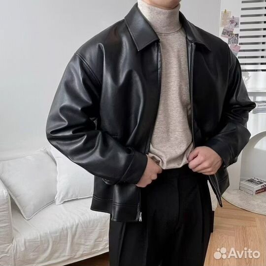 Куртка бомбер винтаж кожаный