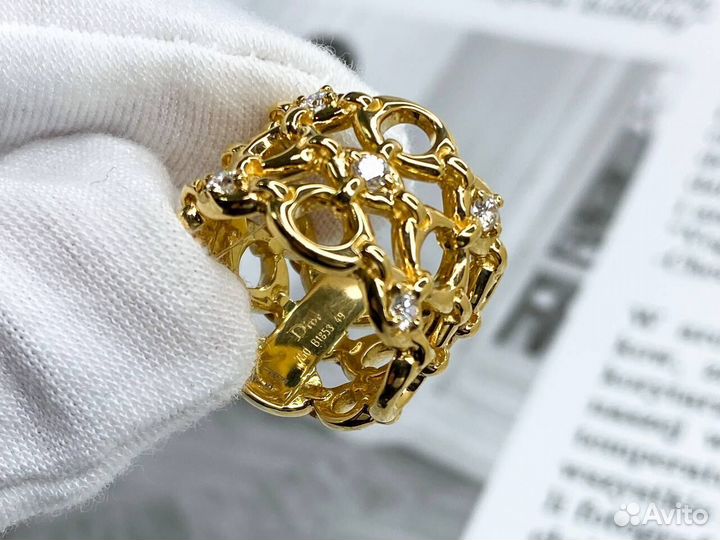 Золотое кольцо бренда Dior оригинал