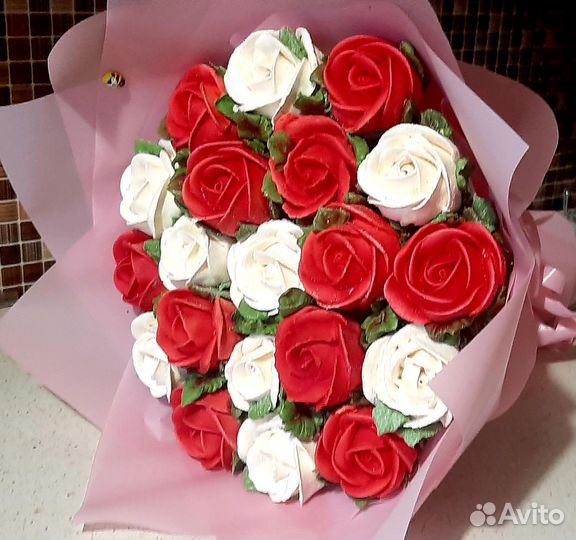 Съедобный букет из зефирных цветов, зефирный набор