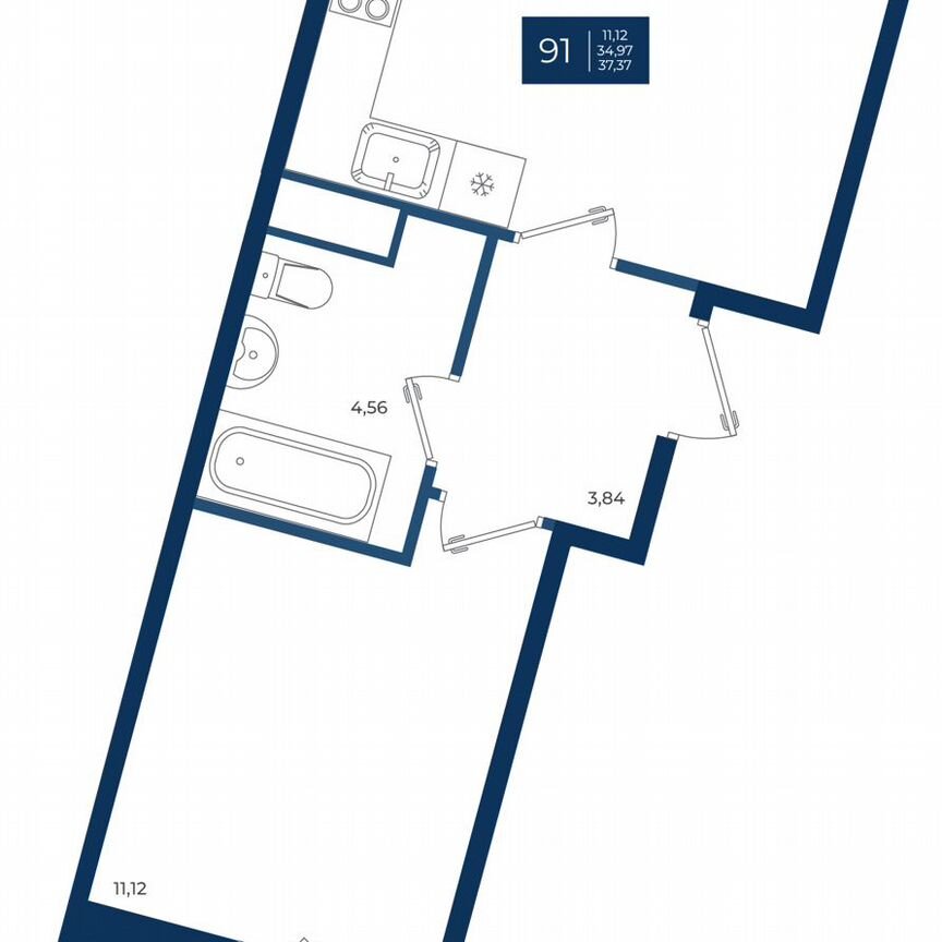 1-к. квартира, 37,4 м², 7/12 эт.