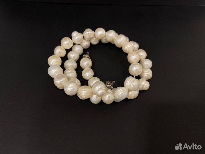 Бусы и браслет из натурального речного жемчуга