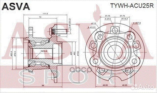 Ступица колеса зад прав/лев tywhacu25R asva