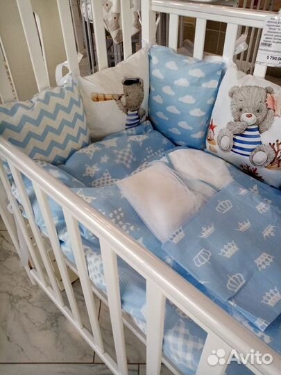 Комплект в кроватку 18 предметов Мишка Морячок