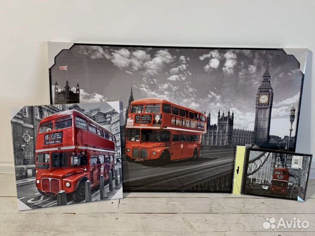 Картина Красный автобус Лондон холст постер