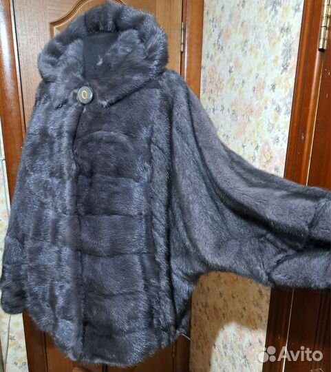 Шуба норковая с капюшоном графит 62р 70 ог-160