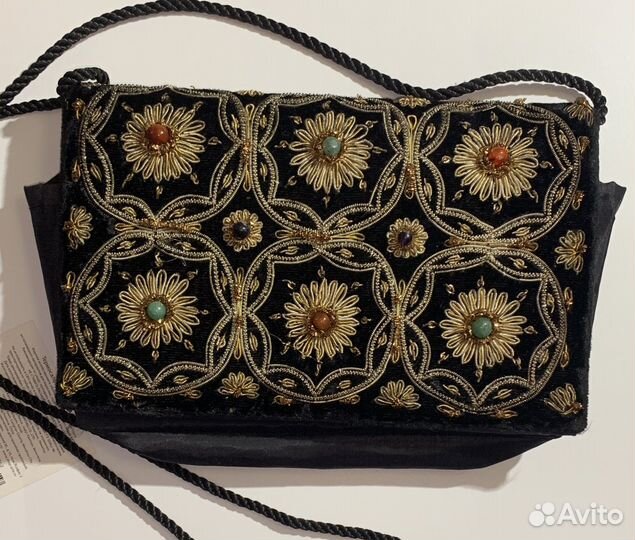 Винтаж театральная сумочка клатч бархат камни