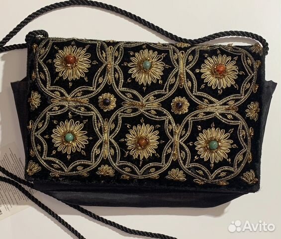 Винтаж театральная сумочка клатч бархат камни