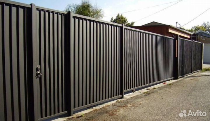 Откатные ворота металлические прочные